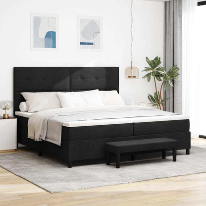 Boxspringbed met hoofdeinde Zwart 200 x 200 cm Stof