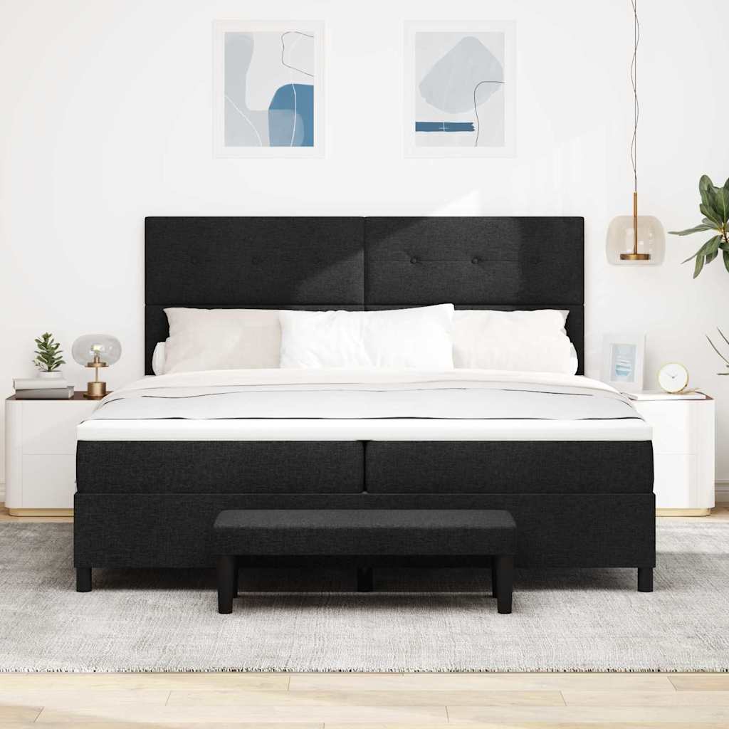 Boxspringbed met hoofdeinde Zwart 200 x 200 cm Stof