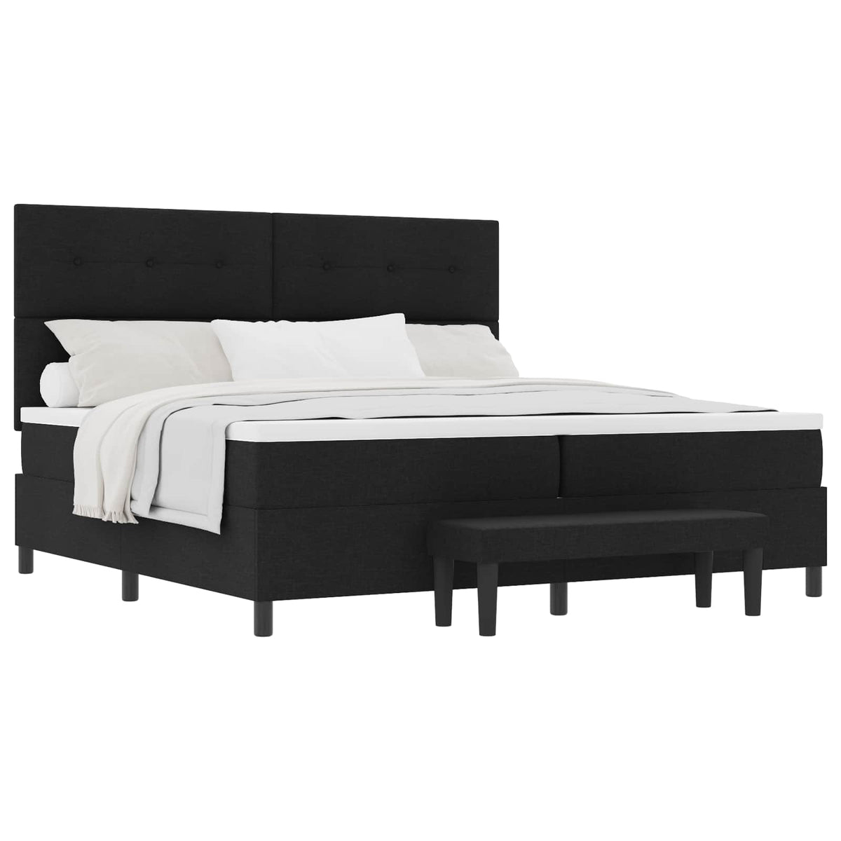 Boxspringbed met hoofdeinde Zwart 200 x 200 cm Stof