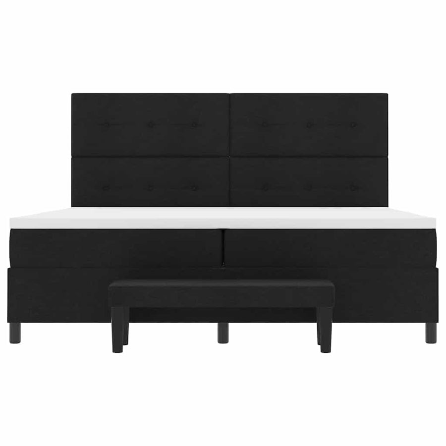 Boxspringbed met hoofdeinde Zwart 200 x 200 cm Stof