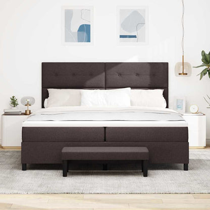 Boxspringbed met hoofdeinde Donkerbruin 200 x 200 cm Stof