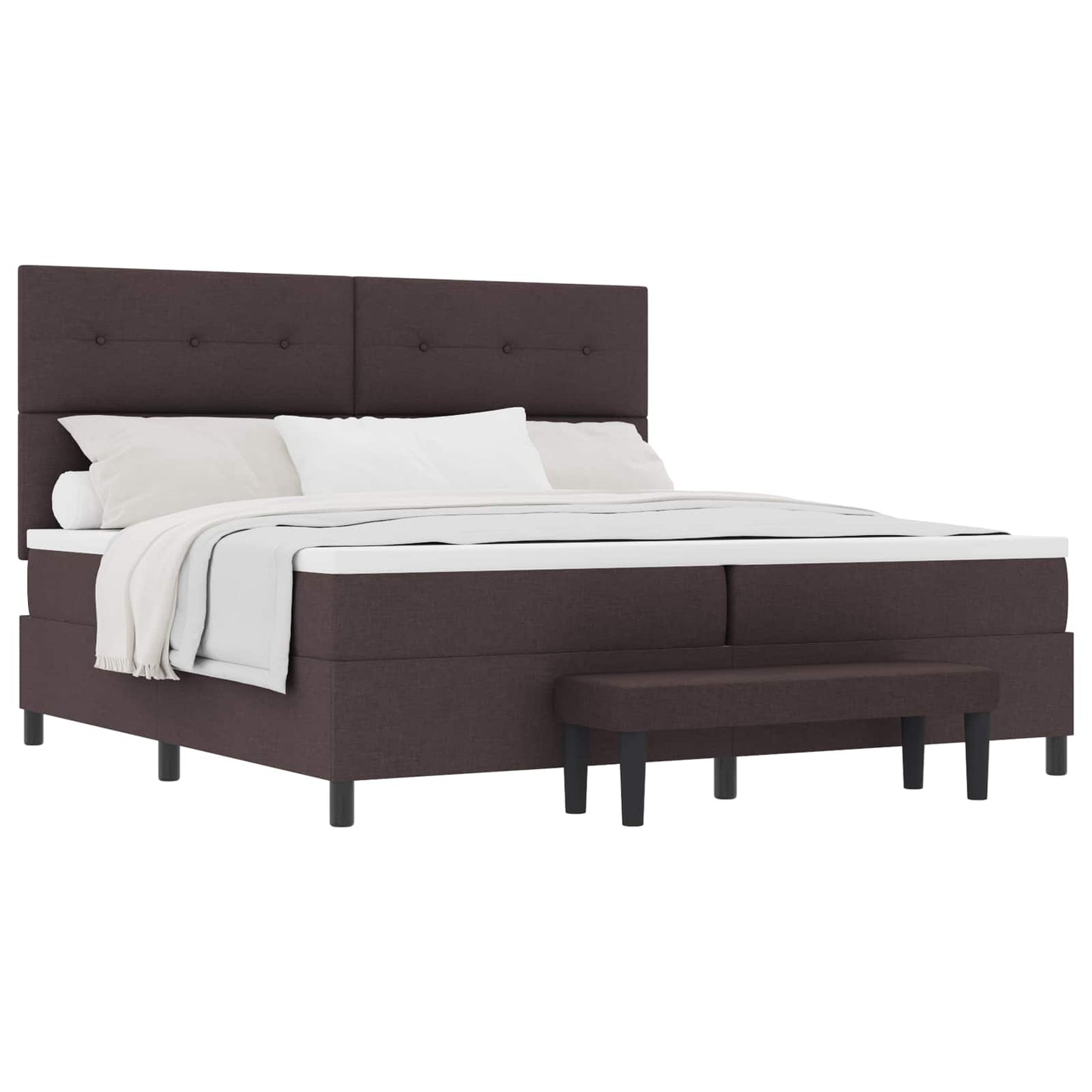 Boxspringbed met hoofdeinde Donkerbruin 200 x 200 cm Stof