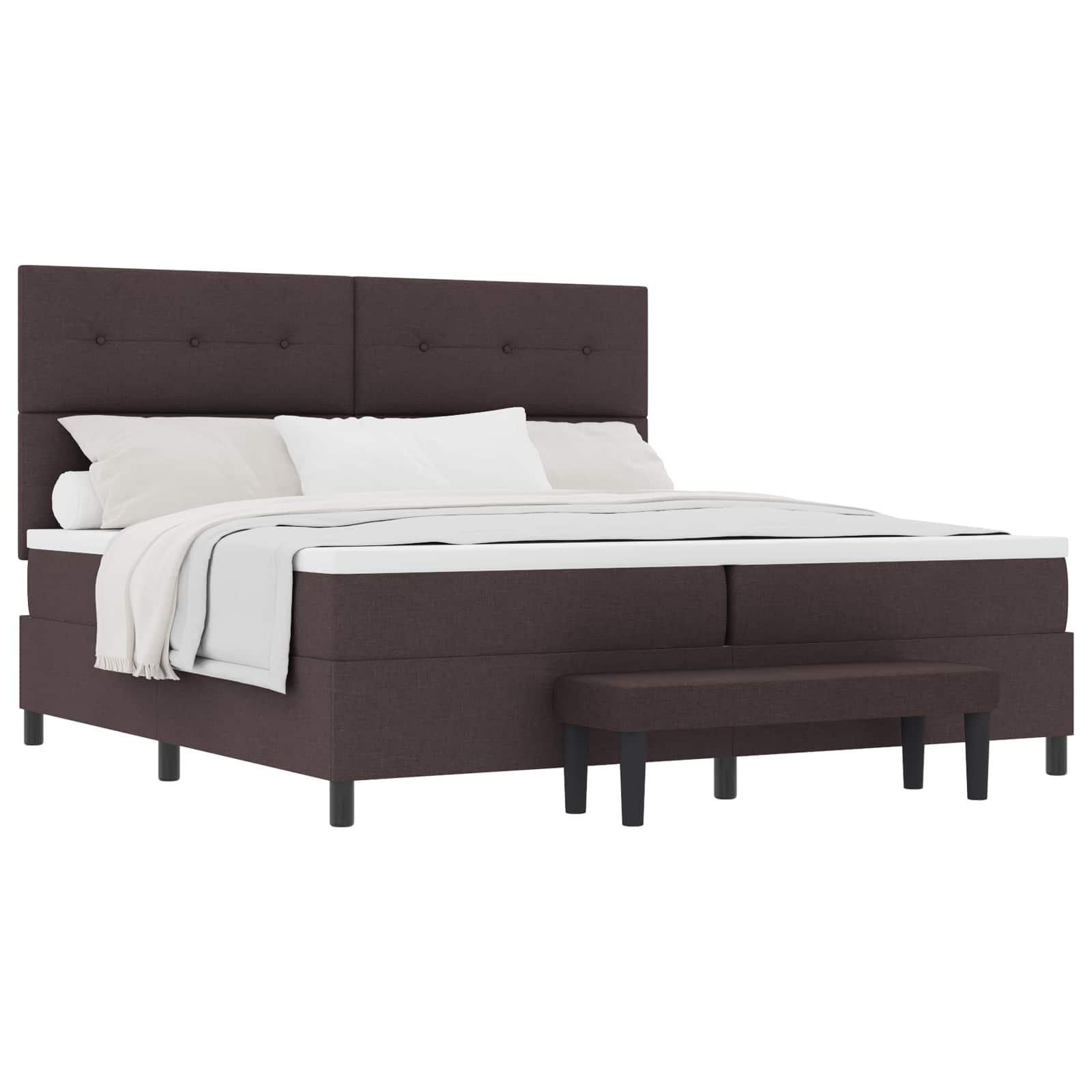 Boxspringbed met hoofdeinde Donkerbruin 200 x 200 cm Stof