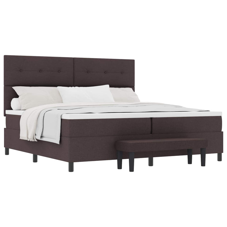 Boxspringbed met hoofdeinde Donkerbruin 200 x 200 cm Stof