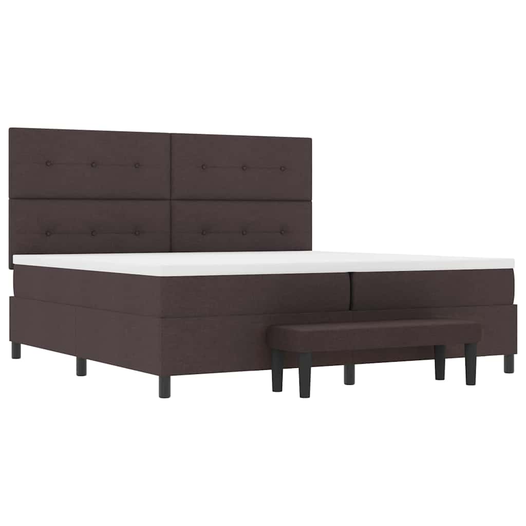 Boxspringbed met hoofdeinde Donkerbruin 200 x 200 cm Stof