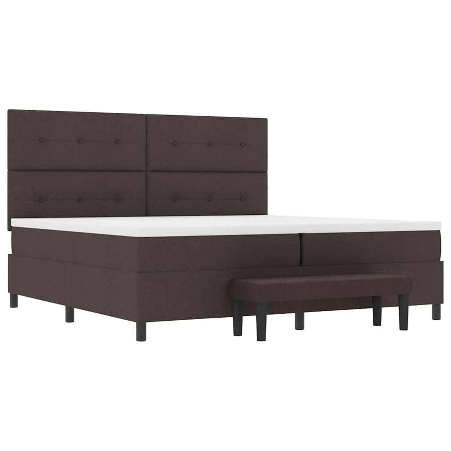 Boxspringbed met hoofdeinde Donkerbruin 200 x 200 cm Stof
