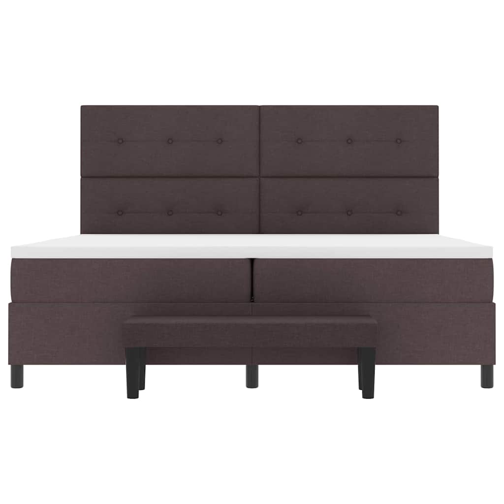 Boxspringbed met hoofdeinde Donkerbruin 200 x 200 cm Stof