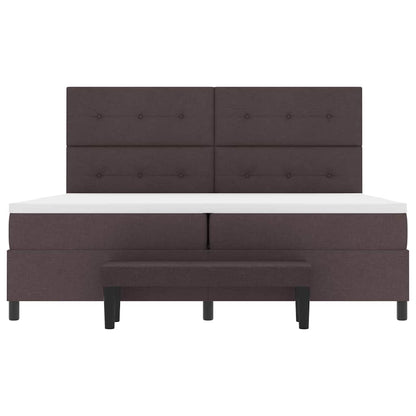 Boxspringbed met hoofdeinde Donkerbruin 200 x 200 cm Stof