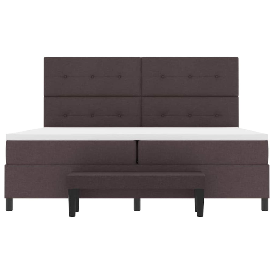 Boxspringbed met hoofdeinde Donkerbruin 200 x 200 cm Stof