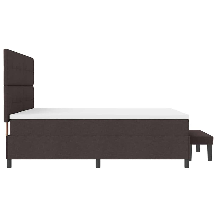 Boxspringbed met hoofdeinde Donkerbruin 200 x 200 cm Stof