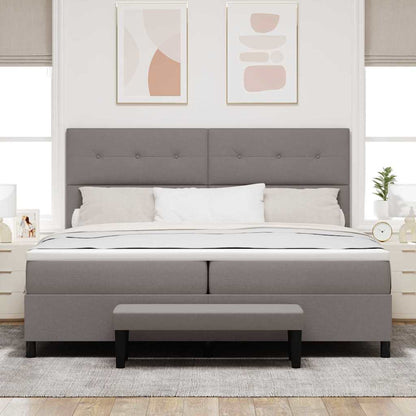 Boxspringbed met hoofdeinde Taupe 200 x 200 cm Stof