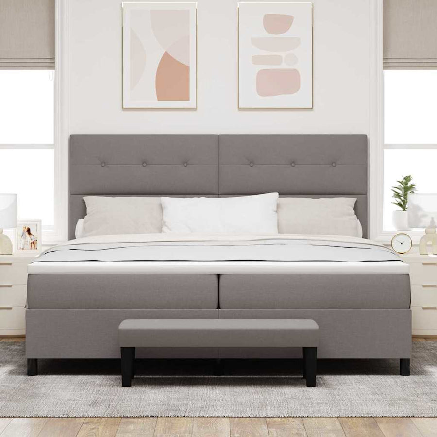 Boxspringbed met hoofdeinde Taupe 200 x 200 cm Stof