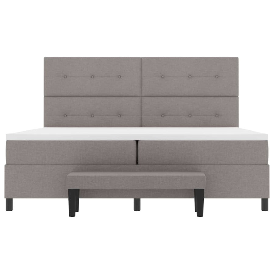 Boxspringbed met hoofdeinde Taupe 200 x 200 cm Stof