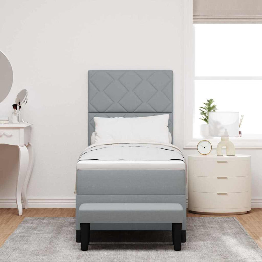 Boxspringbed met matras Lichtgrijs 80 x 200 cm Stof