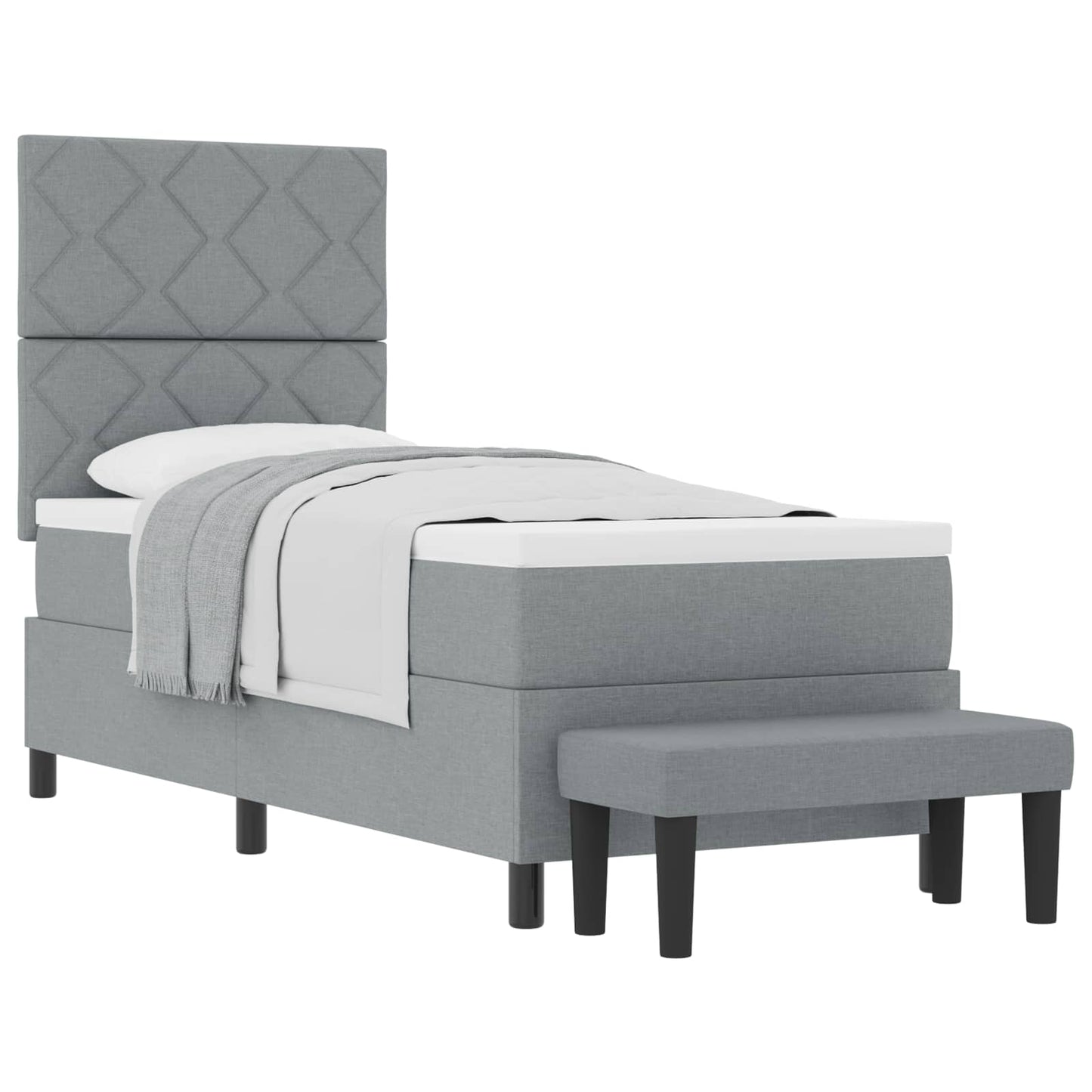Boxspringbed met matras Lichtgrijs 80 x 200 cm Stof