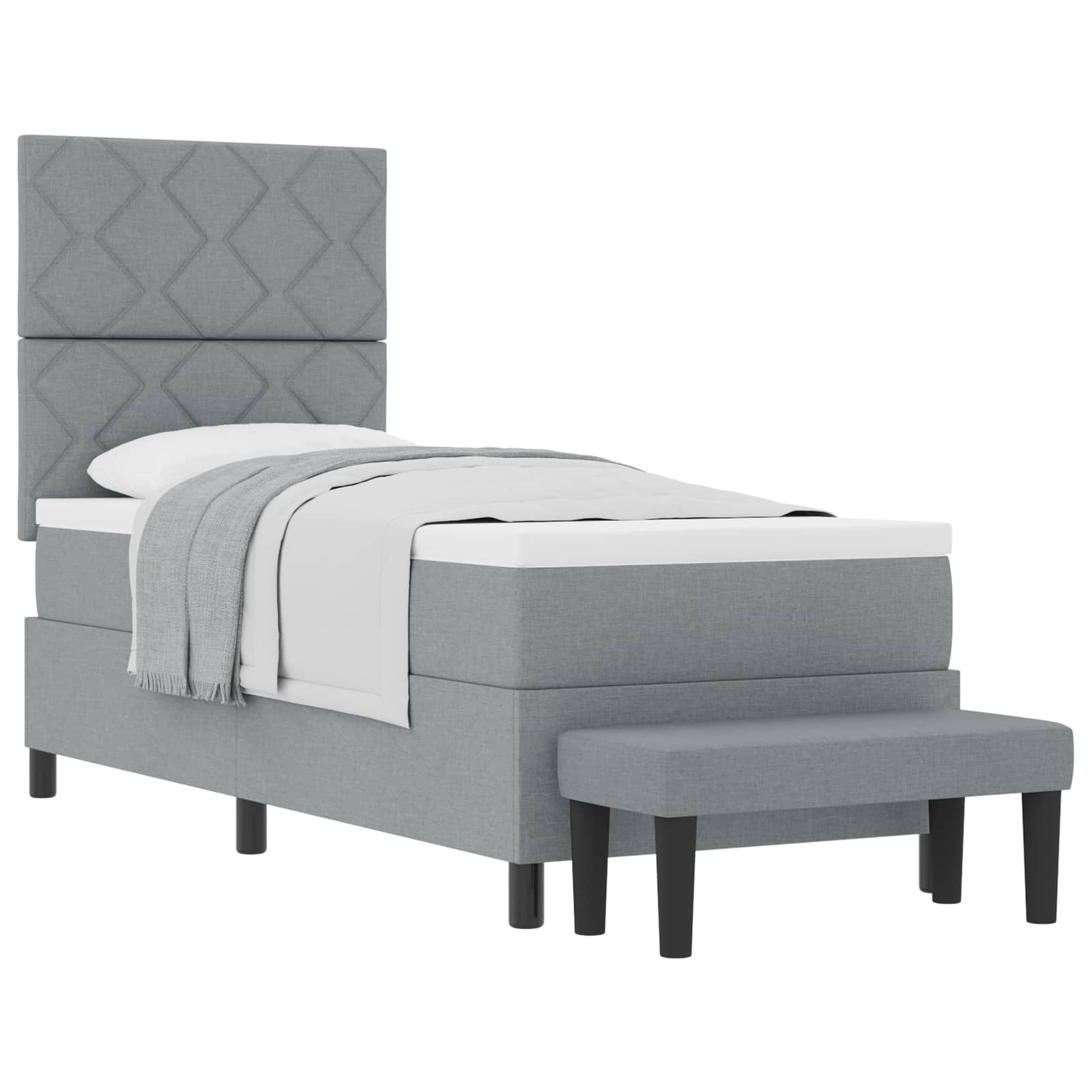 Boxspringbed met matras Lichtgrijs 80 x 200 cm Stof