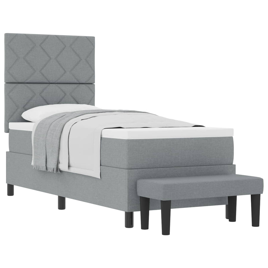Boxspringbed met matras Lichtgrijs 80 x 200 cm Stof