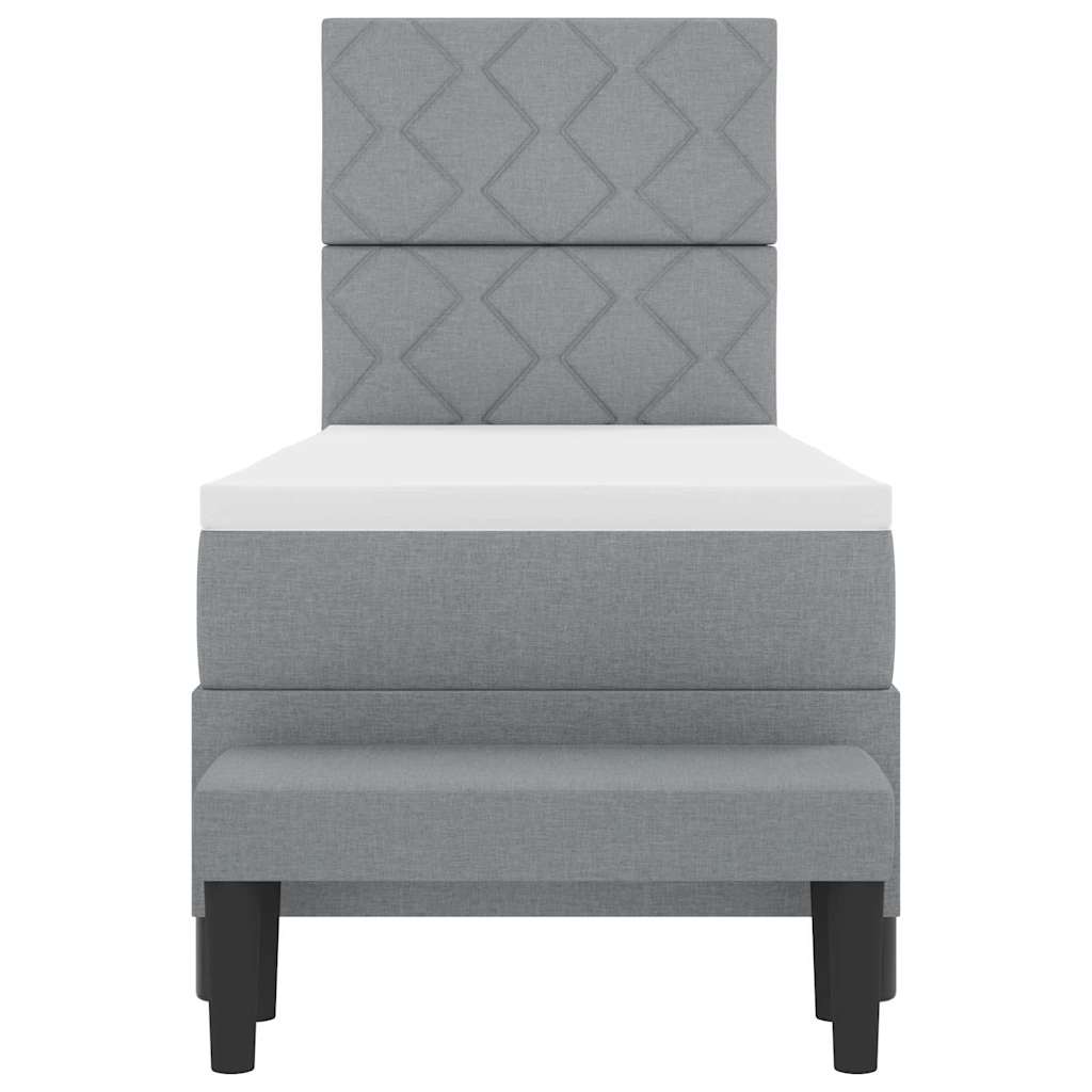 Boxspringbed met matras Lichtgrijs 80 x 200 cm Stof