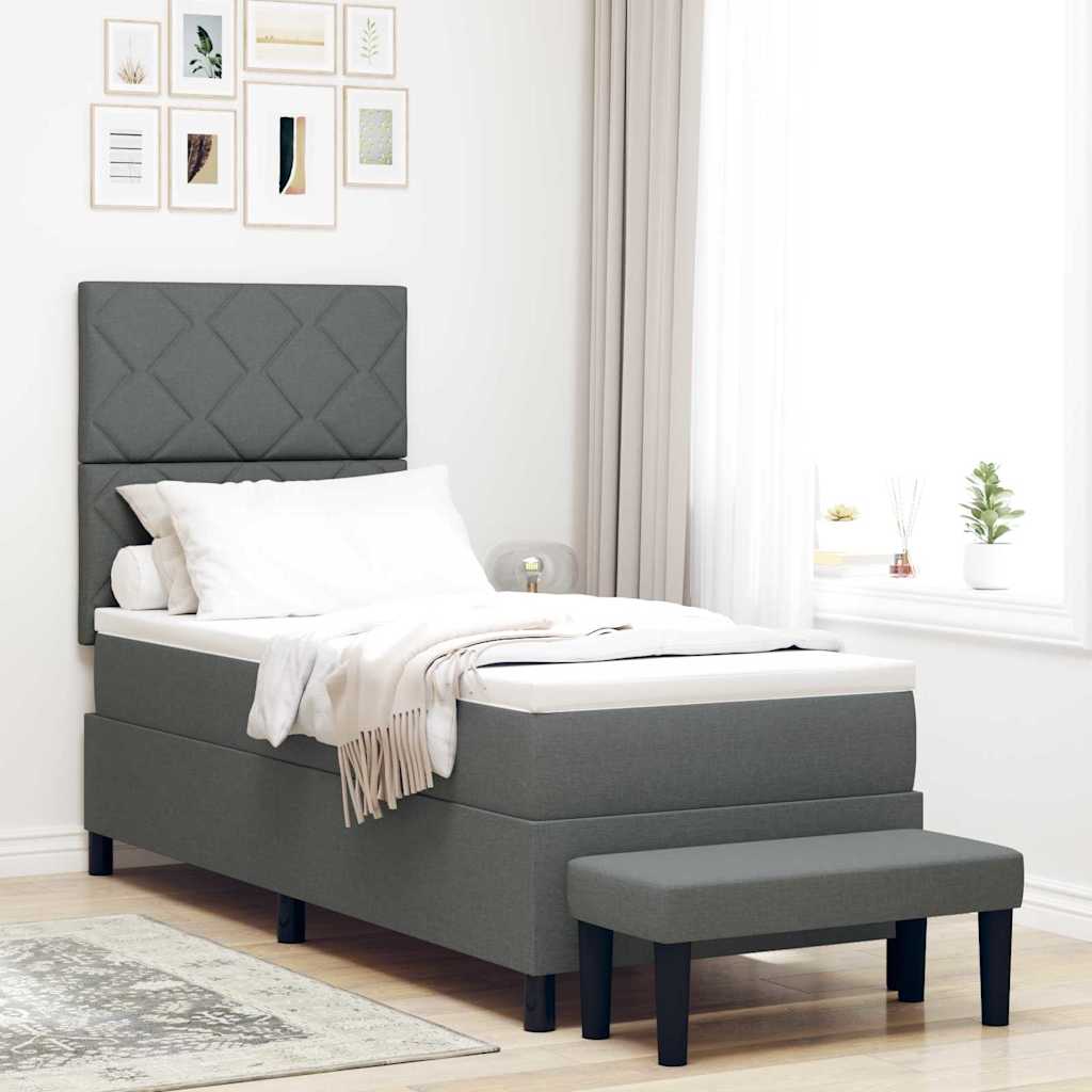 Boxspringbed met hoofdeinde Donkergrijs 80 x 200 cm Stof
