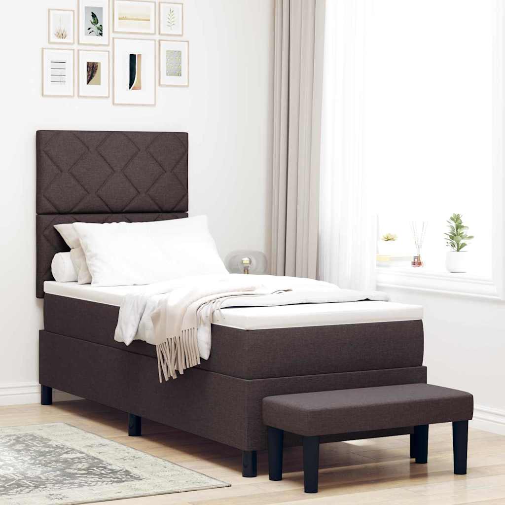 Boxspringbed met hoofdeinde Donkerbruin 80 x 200 cm Stof