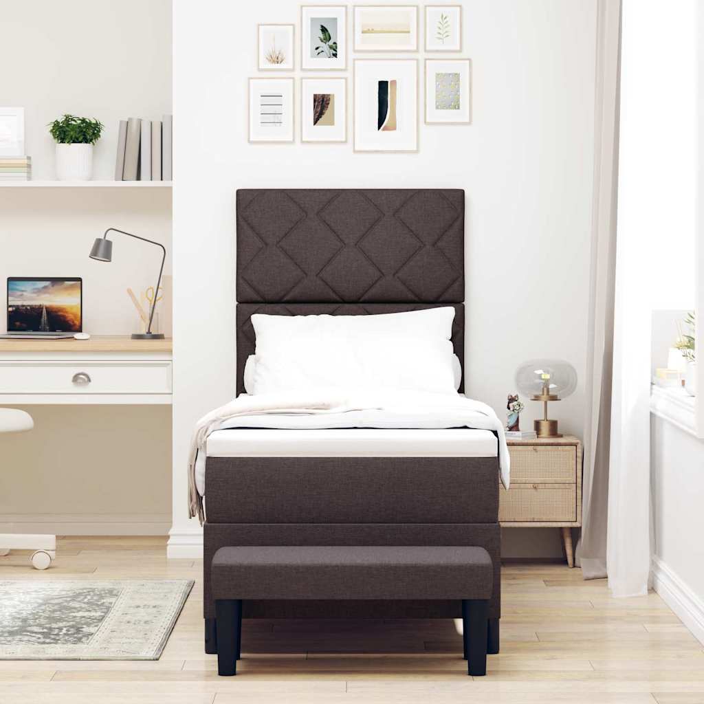 Boxspringbed met hoofdeinde Donkerbruin 80 x 200 cm Stof