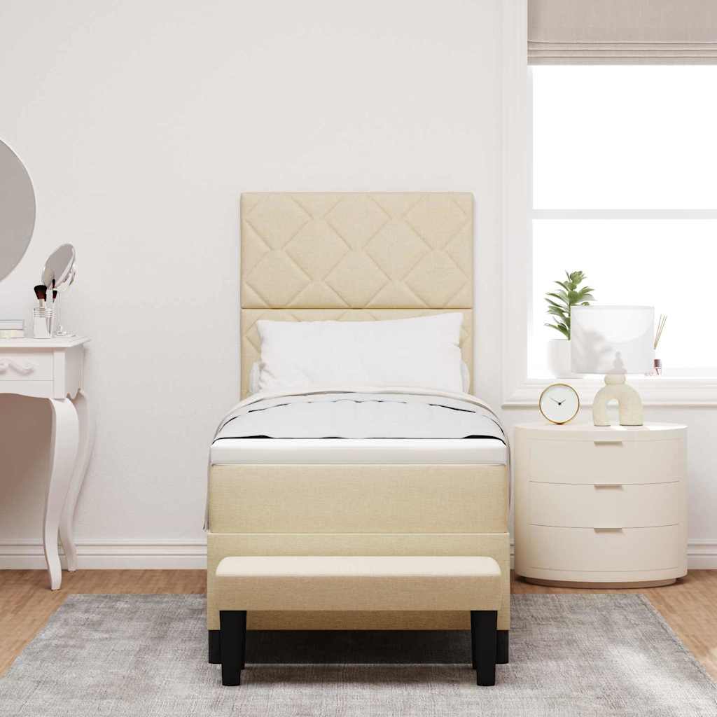 Boxspringbed met hoofdeinde Crème 80 x 200 cm Stof