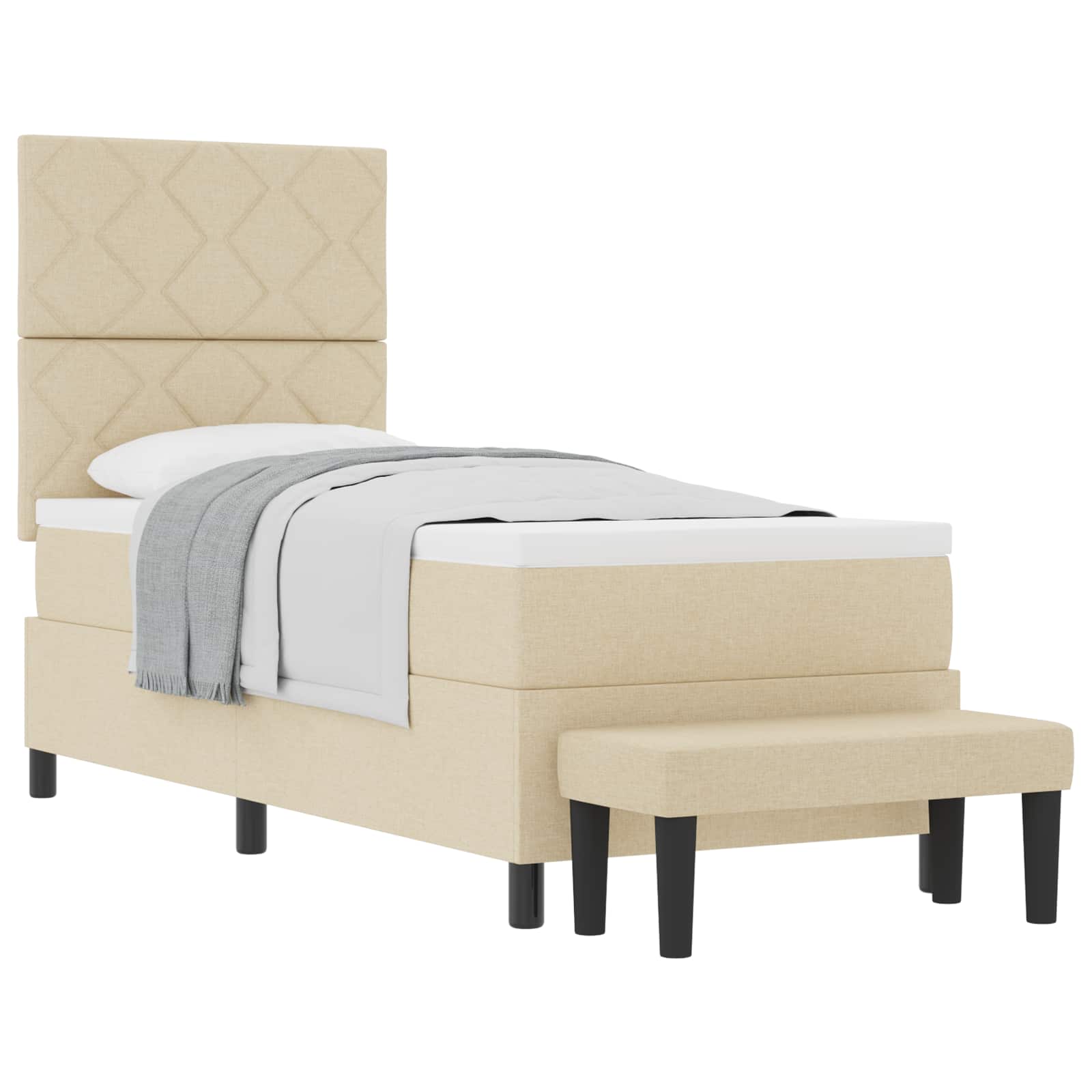 Boxspringbed met hoofdeinde Crème 80 x 200 cm Stof