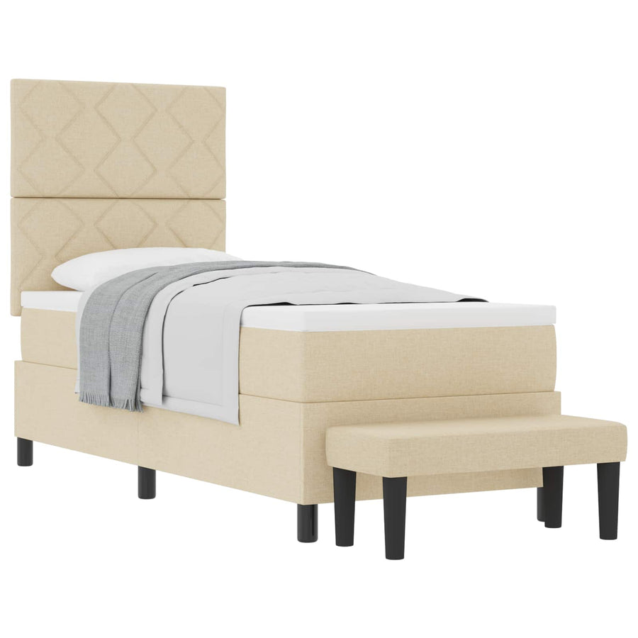 Boxspringbed met hoofdeinde Crème 80 x 200 cm Stof