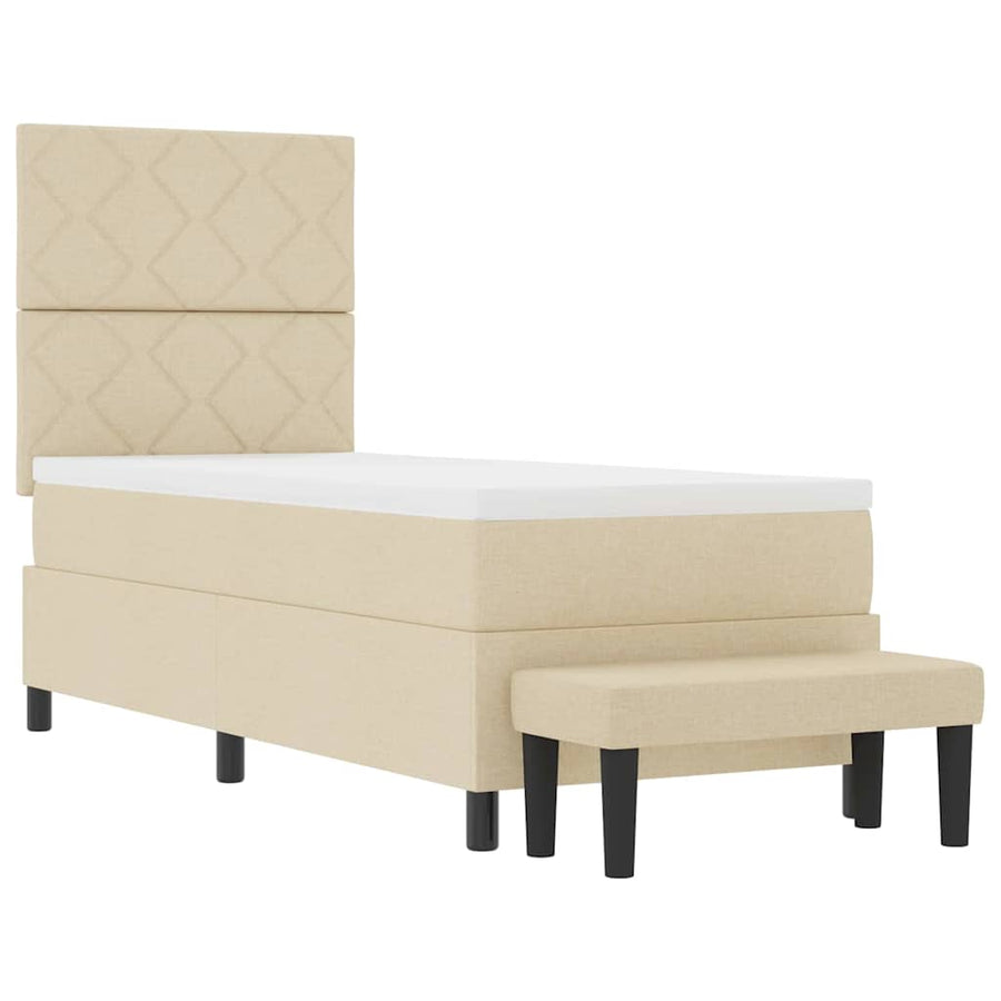 Boxspringbed met hoofdeinde Crème 80 x 200 cm Stof
