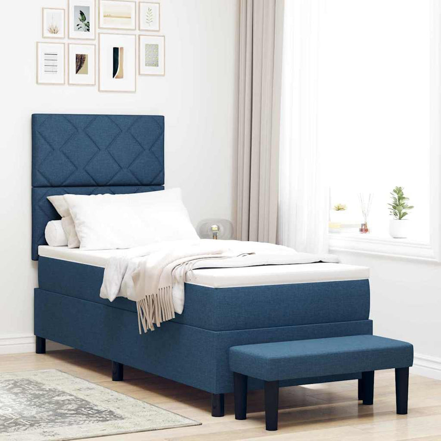 Boxspringbed met hoofdeinde Blauw 80 x 200 cm Stof