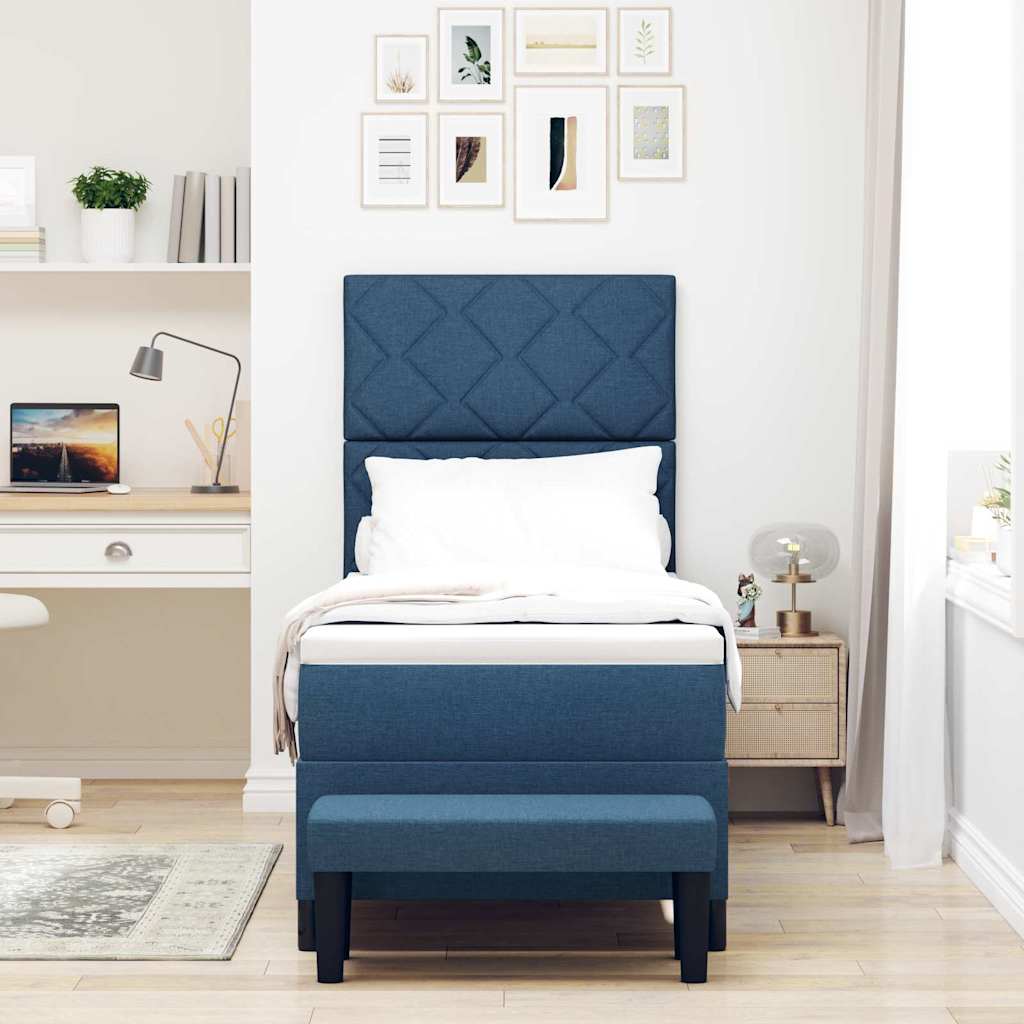 Boxspringbed met hoofdeinde Blauw 80 x 200 cm Stof