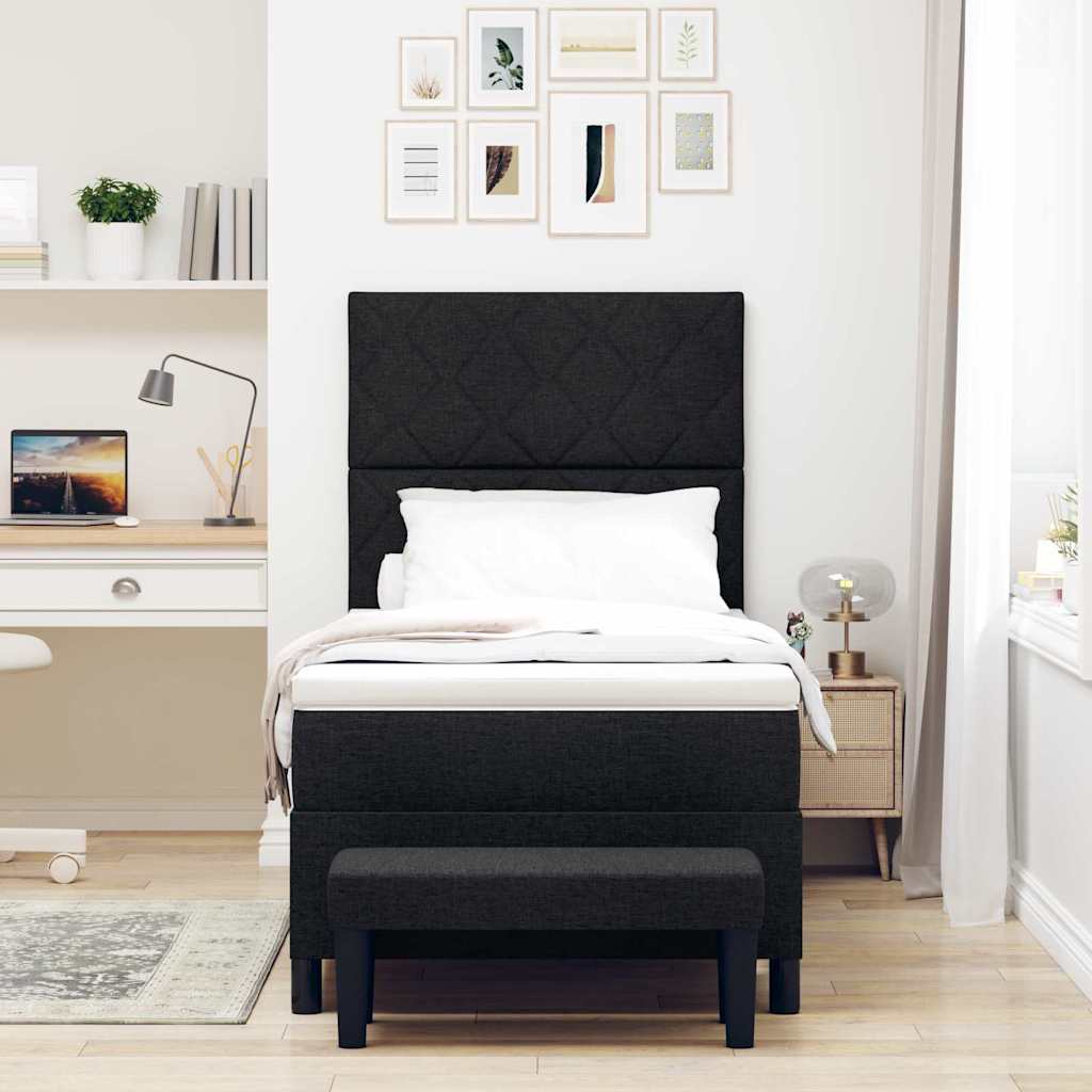 Boxspringbed met hoofdeinde Zwart 90 x 190 cm Stof