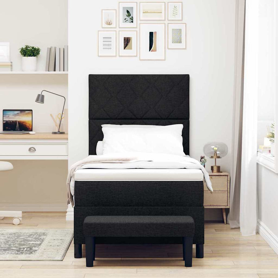 Boxspringbed met hoofdeinde Zwart 90 x 190 cm Stof