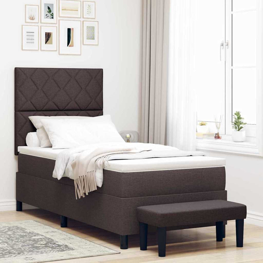 Boxspringbed met kussen Donkerbruin 90 x 190 cm Stof