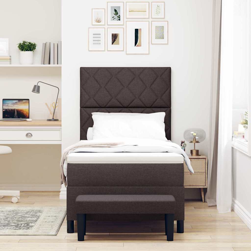 Boxspringbed met kussen Donkerbruin 90 x 190 cm Stof
