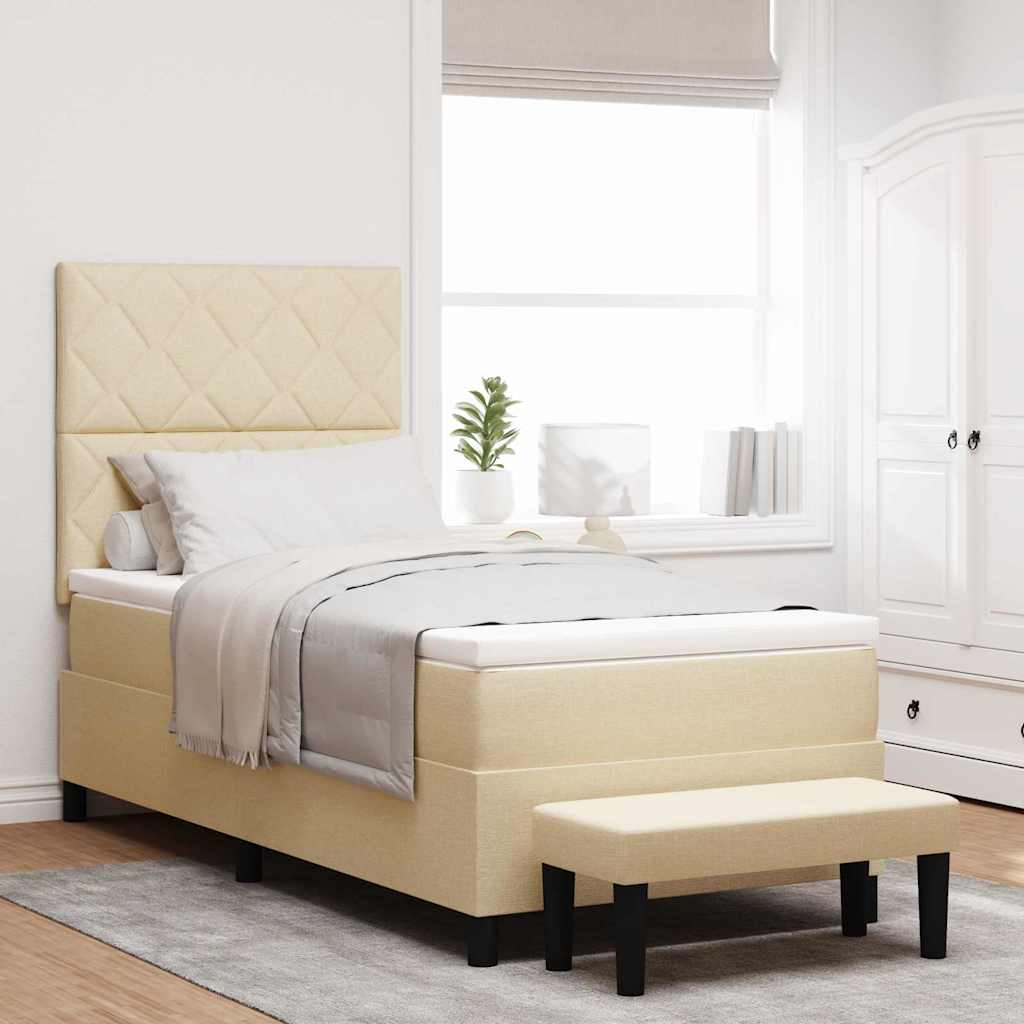 Boxspringbed met hoofdeinde Crème 90 x 190 cm Stof