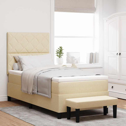 Boxspringbed met hoofdeinde Crème 90 x 190 cm Stof