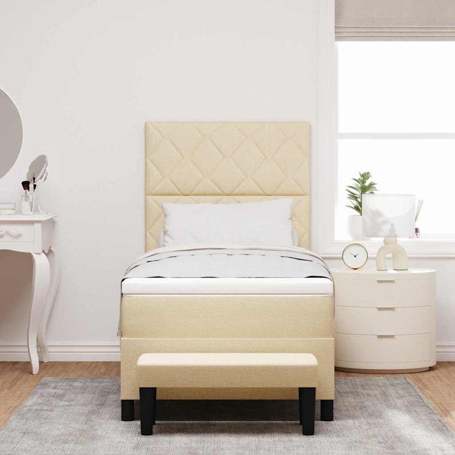 Boxspringbed met hoofdeinde Crème 90 x 190 cm Stof