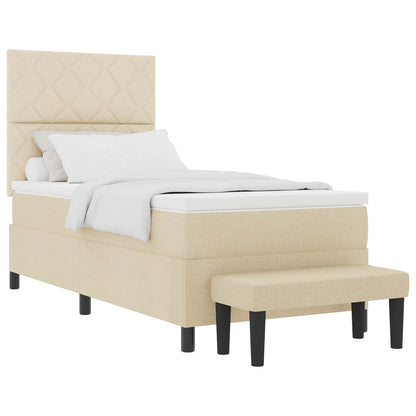 Boxspringbed met hoofdeinde Crème 90 x 190 cm Stof