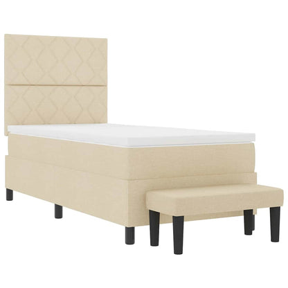 Boxspringbed met hoofdeinde Crème 90 x 190 cm Stof