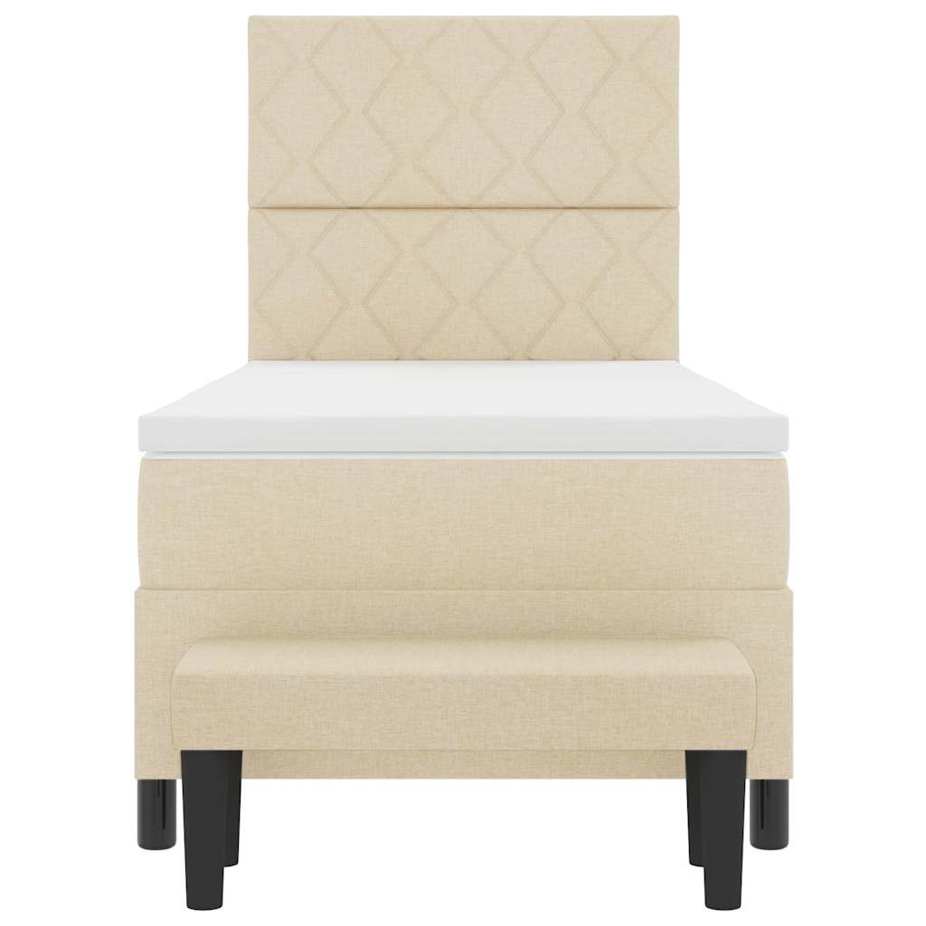 Boxspringbed met hoofdeinde Crème 90 x 190 cm Stof
