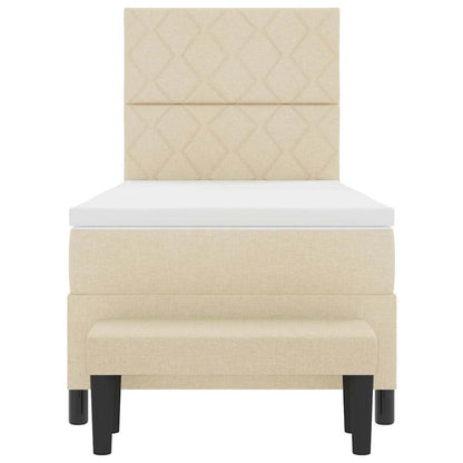 Boxspringbed met hoofdeinde Crème 90 x 190 cm Stof
