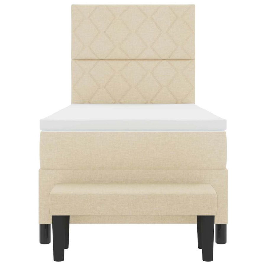 Boxspringbed met hoofdeinde Crème 90 x 190 cm Stof
