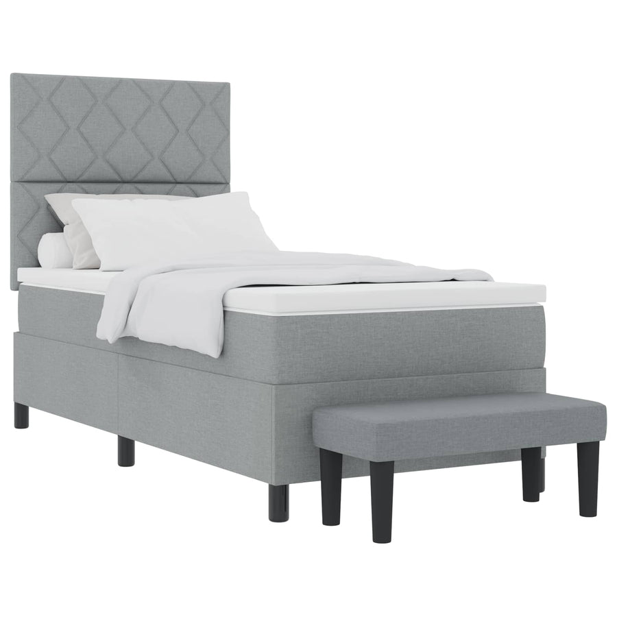 Boxspringbed met hoofdeinde Lichtgrijs 90 x 200 cm Stof