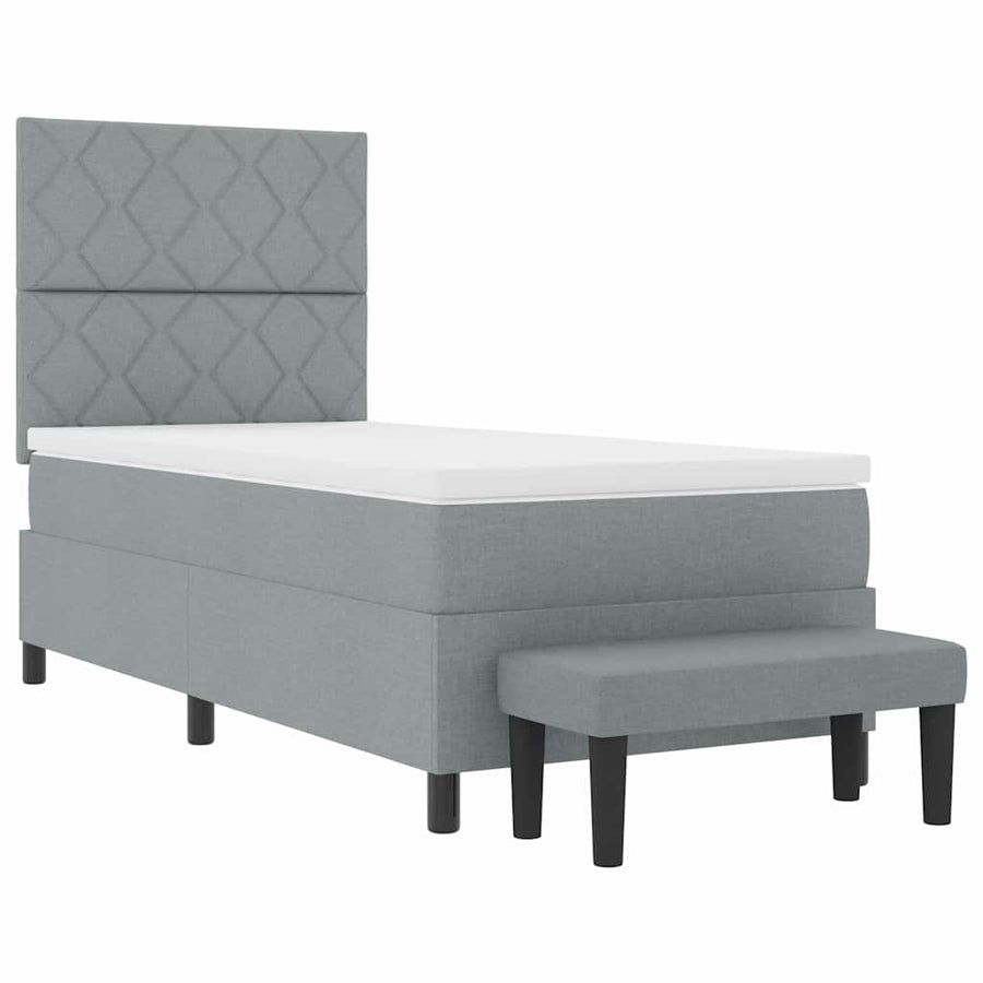 Boxspringbed met hoofdeinde Lichtgrijs 90 x 200 cm Stof
