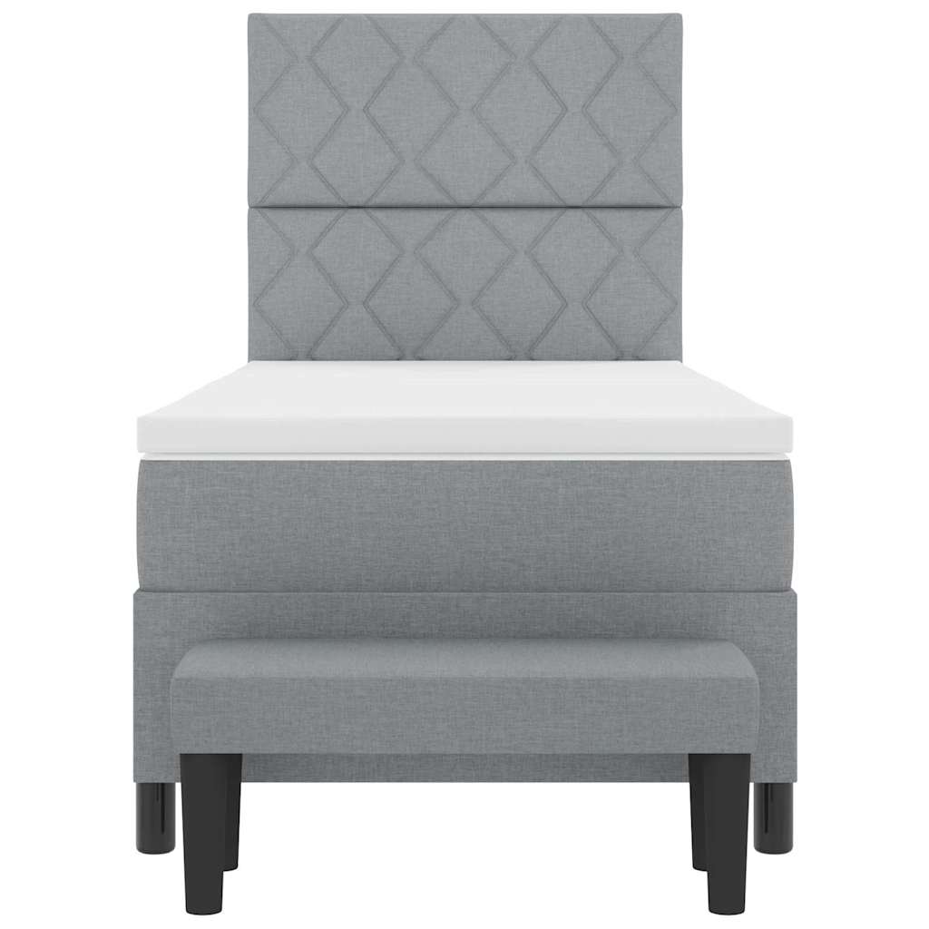 Boxspringbed met hoofdeinde Lichtgrijs 90 x 200 cm Stof
