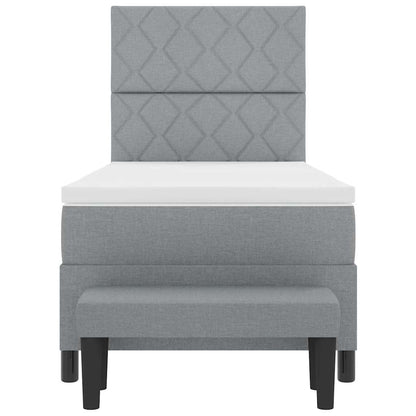 Boxspringbed met hoofdeinde Lichtgrijs 90 x 200 cm Stof