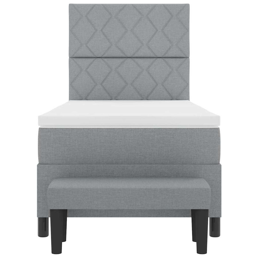 Boxspringbed met hoofdeinde Lichtgrijs 90 x 200 cm Stof