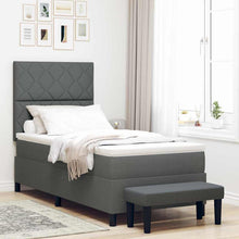 Boxspringbed met hoofdeinde Donkergrijs 90 x 200 cm Stof