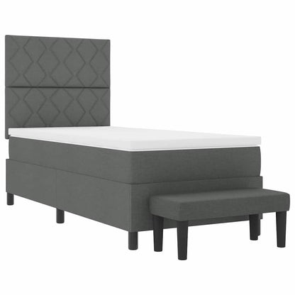 Boxspringbed met hoofdeinde Donkergrijs 90 x 200 cm Stof